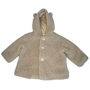 Baby Gap Teddy Bear Coat Girls/Boys 6–12M | Beige Sherpa Hooded Jacket